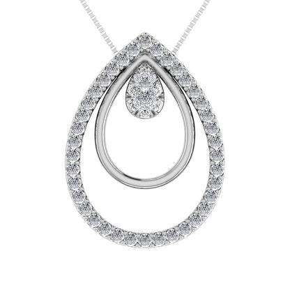 10K White Gold 1/2 Ct.Tw. Diamond Double Slide Pendant