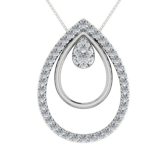 10K White Gold 1/2 Ct.Tw. Diamond Double Slide Pendant