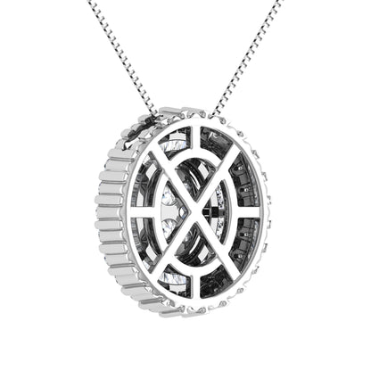 14K White Gold 3/4.Tw. Round and Tapper Diamond Invisible Oval Shape Pendant Pendant