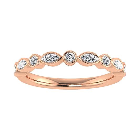 14K Pink Gold 1/3.Tw. Diamond Stack Band