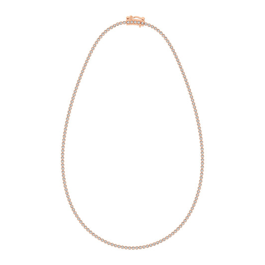 10K Rose Gold 3 3/8 Ct.Tw. Diamond Tennis Necklace (13 inches + 3 inches extender chain)