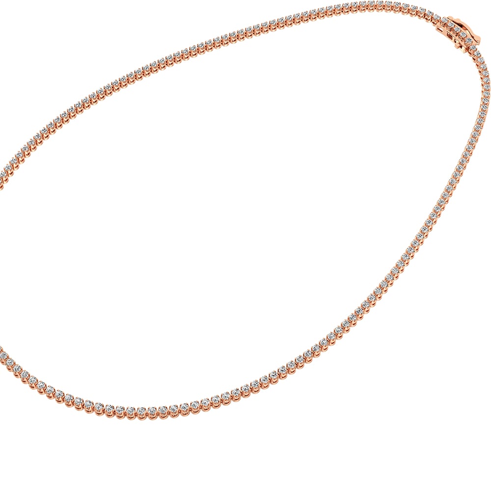 10K Rose Gold 3 3/8 Ct.Tw. Diamond Tennis Necklace (13 inches + 3 inches extender chain)