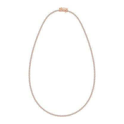 14K Rose Gold 3 1/4 Ct.Tw. Diamond Tennis Necklace (13 inches + 3 inches extender chain)