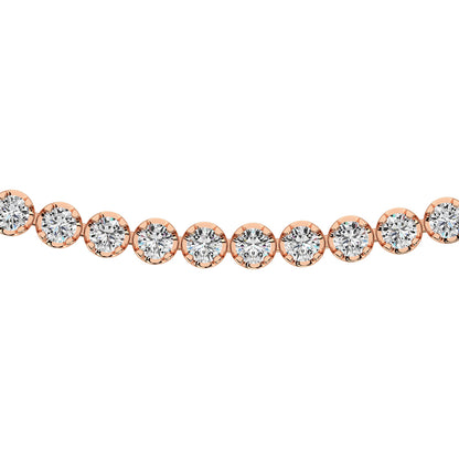 14K Rose Gold 3 1/4 Ct.Tw. Diamond Tennis Necklace (13 inches + 3 inches extender chain)