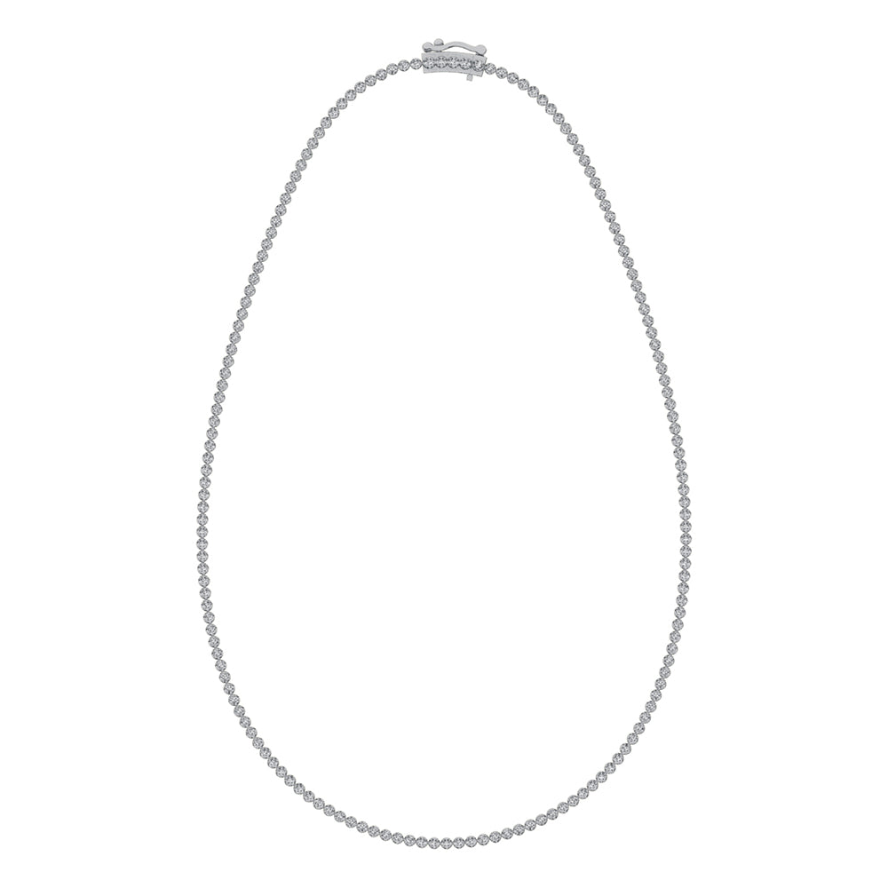 10K White Gold 3 3/8 Ct.Tw. Diamond Tennis Necklace (13 inches + 3 inches extender chain)