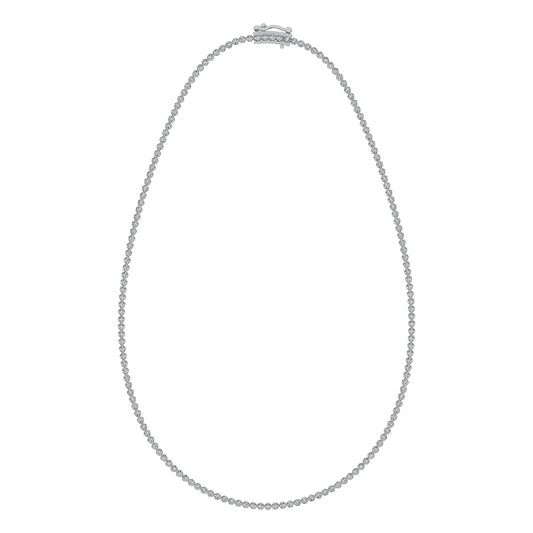 10K White Gold 3 3/8 Ct.Tw. Diamond Tennis Necklace (13 inches + 3 inches extender chain)