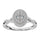 14K White Gold 1/2 Ct.Tw. Diamond Round and Baguette Oval Shape Engagement Ring