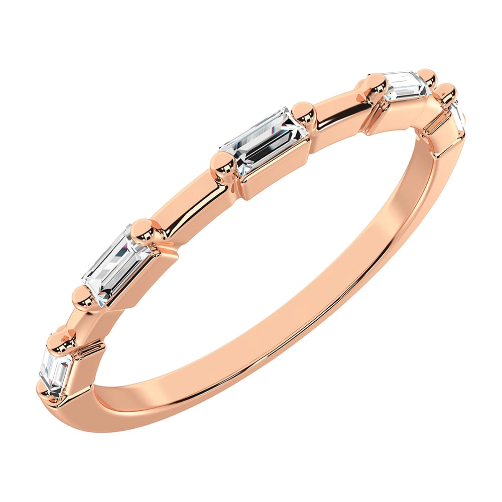 14K Rose Gold 1/10 Ct.Tw. Diamond Baguette Stack Bands