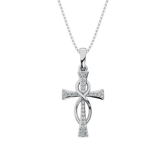 10K White Gold 1/10 Ct.Tw. Diamond Cross Pendant