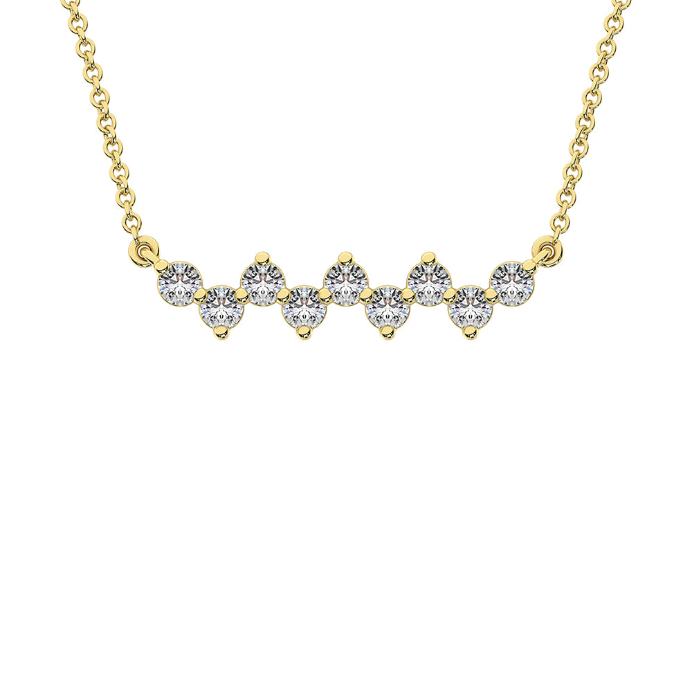 10K Yellow Gold 1/4 Ct.Tw. Diamond Round Fashion Necklace