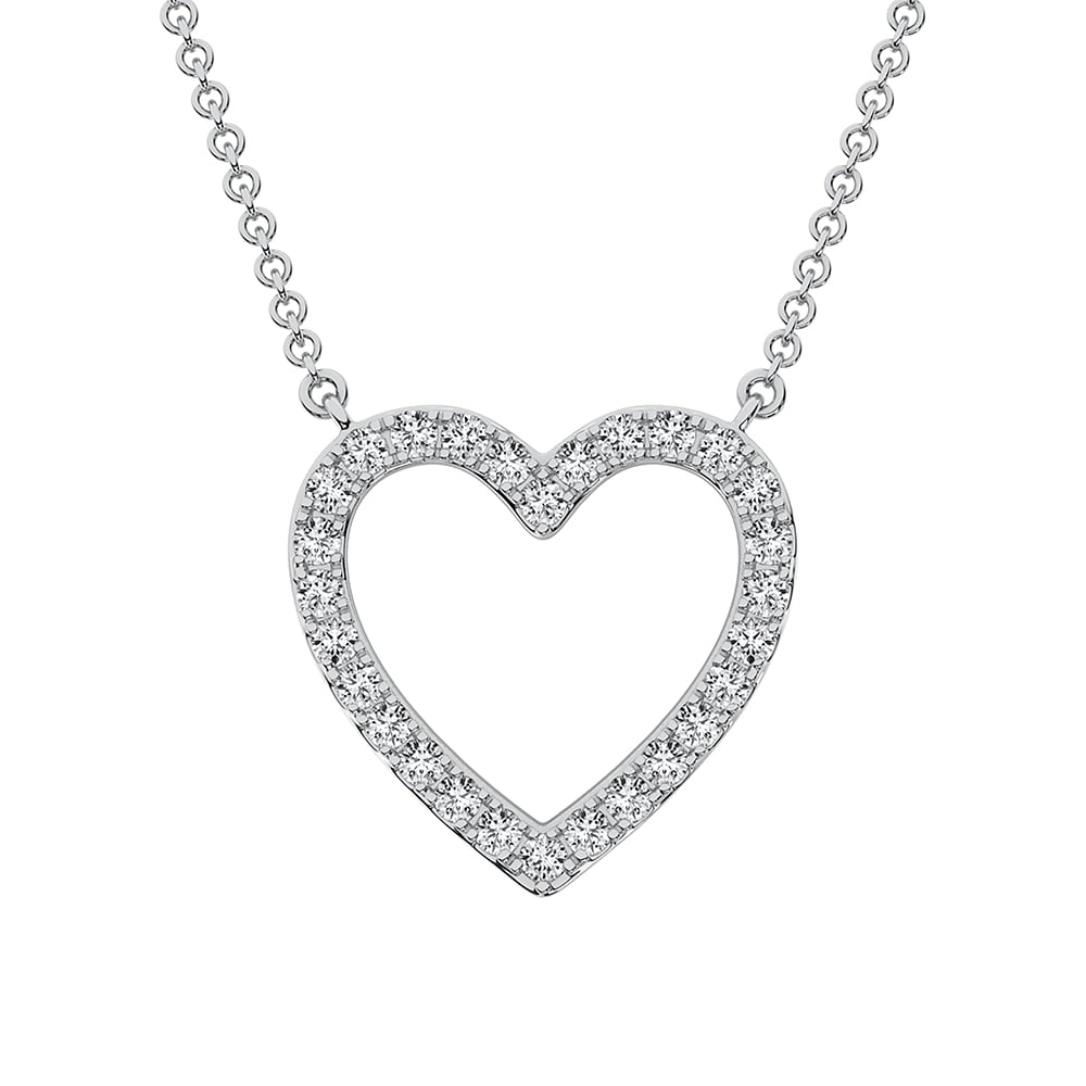 10K White Gold 1/2 Ct.Tw. Diamond Heart Necklace