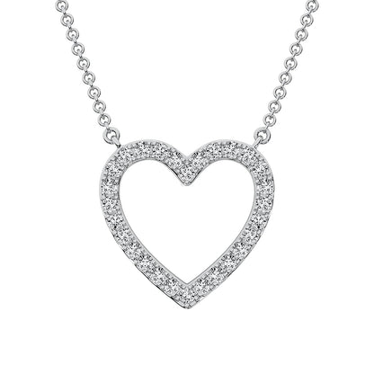 10K White Gold 1/2 Ct.Tw. Diamond Heart Necklace