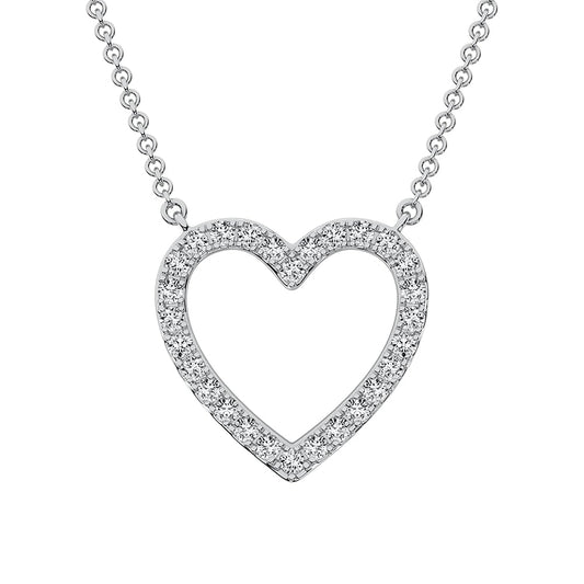10K White Gold 1/2 Ct.Tw. Diamond Heart Necklace