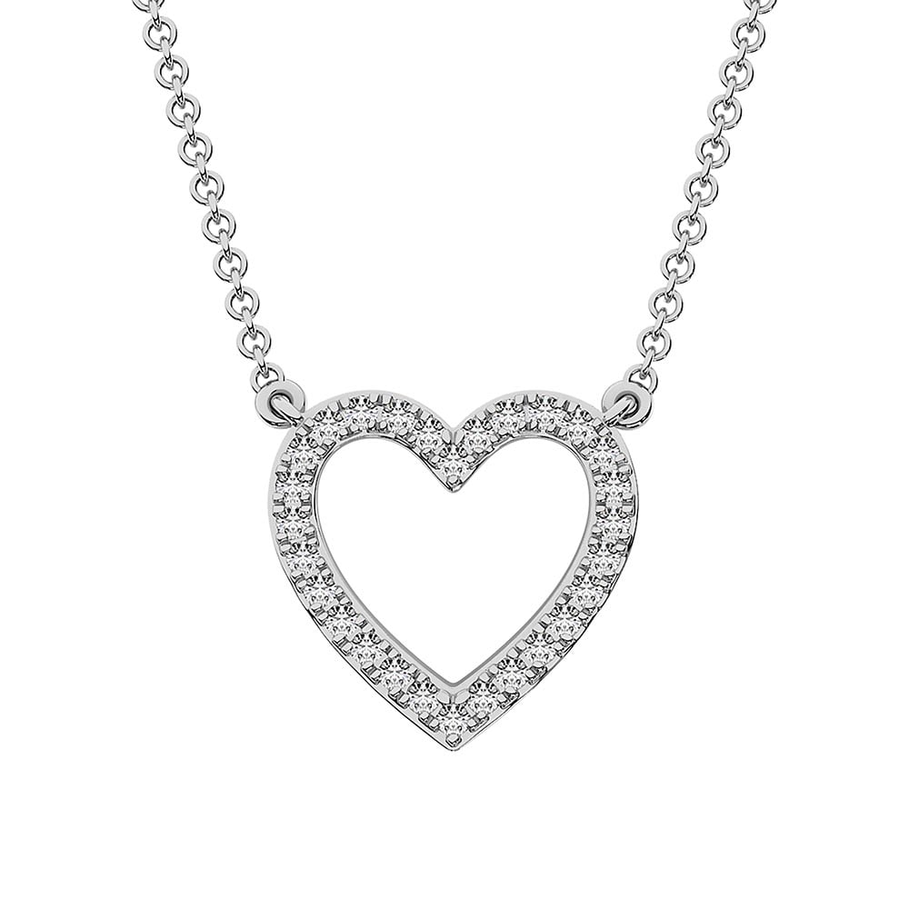 14K White Gold Diamond 1 Ct.Tw. Heart Necklace