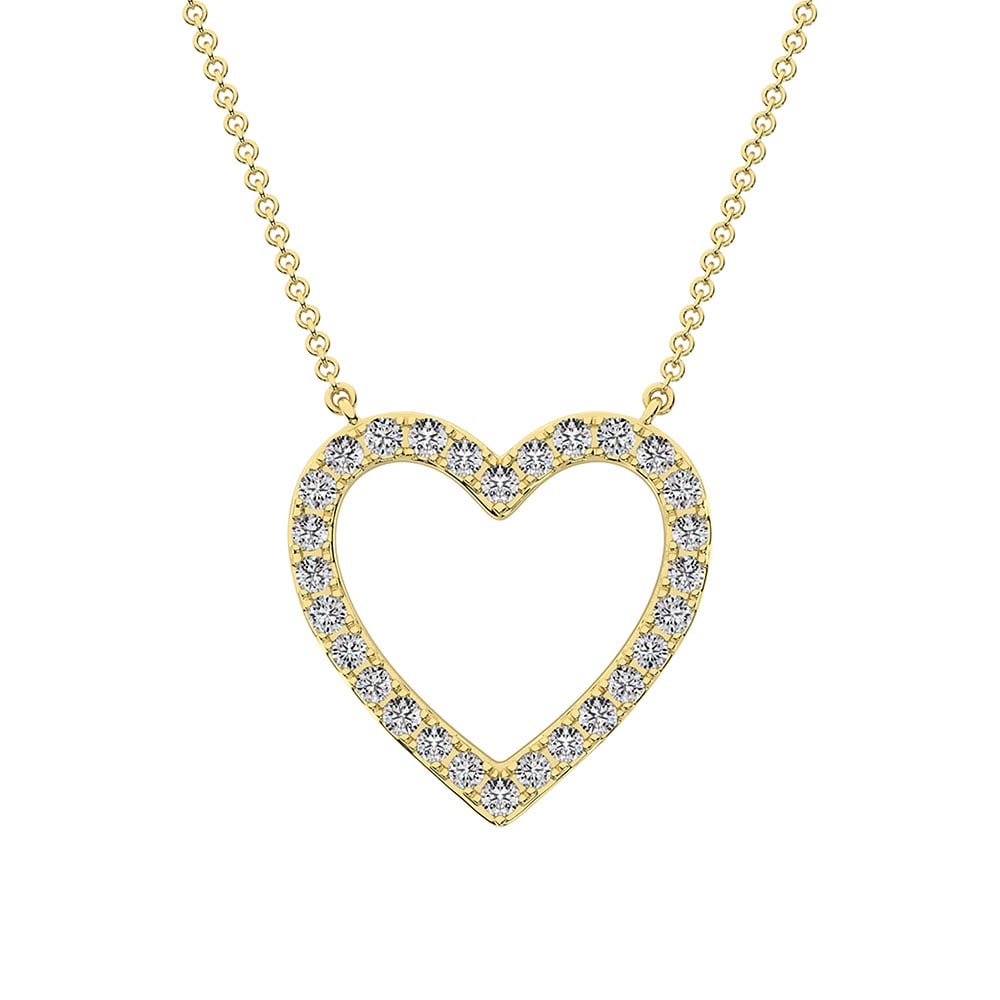 14K Yellow Gold Diamond 1 Ct.Tw. Heart Necklace