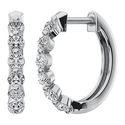 14K White Gold 1/2 Ct.Tw. Diamond Hoop Earrings