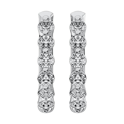 14K White Gold 1/2 Ct.Tw. Diamond Hoop Earrings
