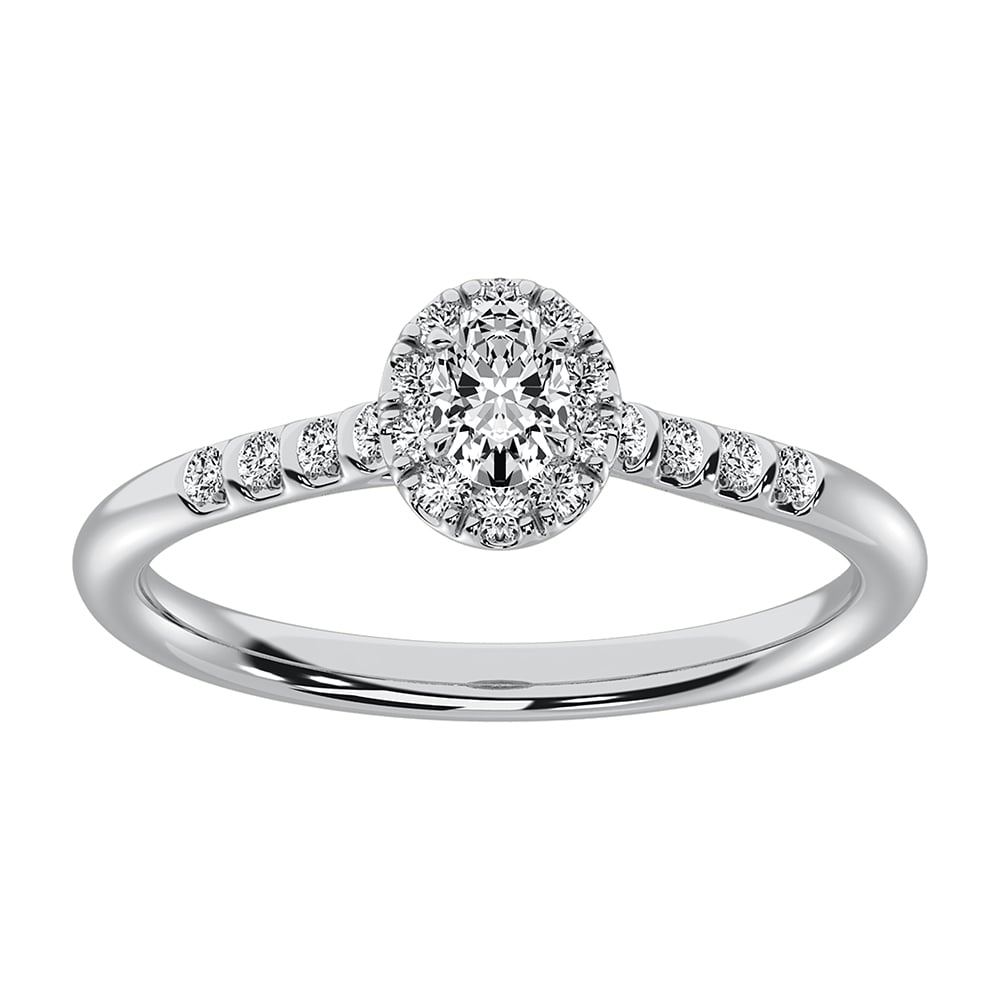 14K White Gold 1/2 Ct.Tw. Diamond Oval Shape Engagement Ring