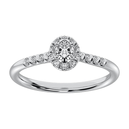 14K White Gold 1/2 Ct.Tw. Diamond Oval Shape Engagement Ring
