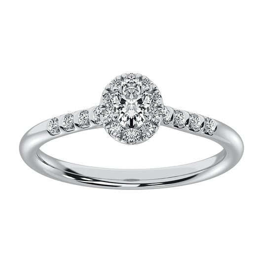 14K White Gold 1/2 Ct.Tw. Diamond Oval Shape Engagement Ring