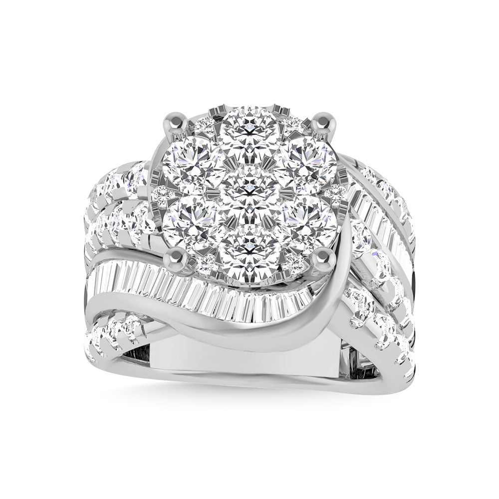 Diamond 4 Ct.Tw. Cluster Engagement Ring in 10K White Gold