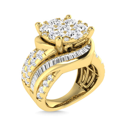 Diamond 4 Ct.Tw. Cluster Engagement Ring in 10K Yellow Gold