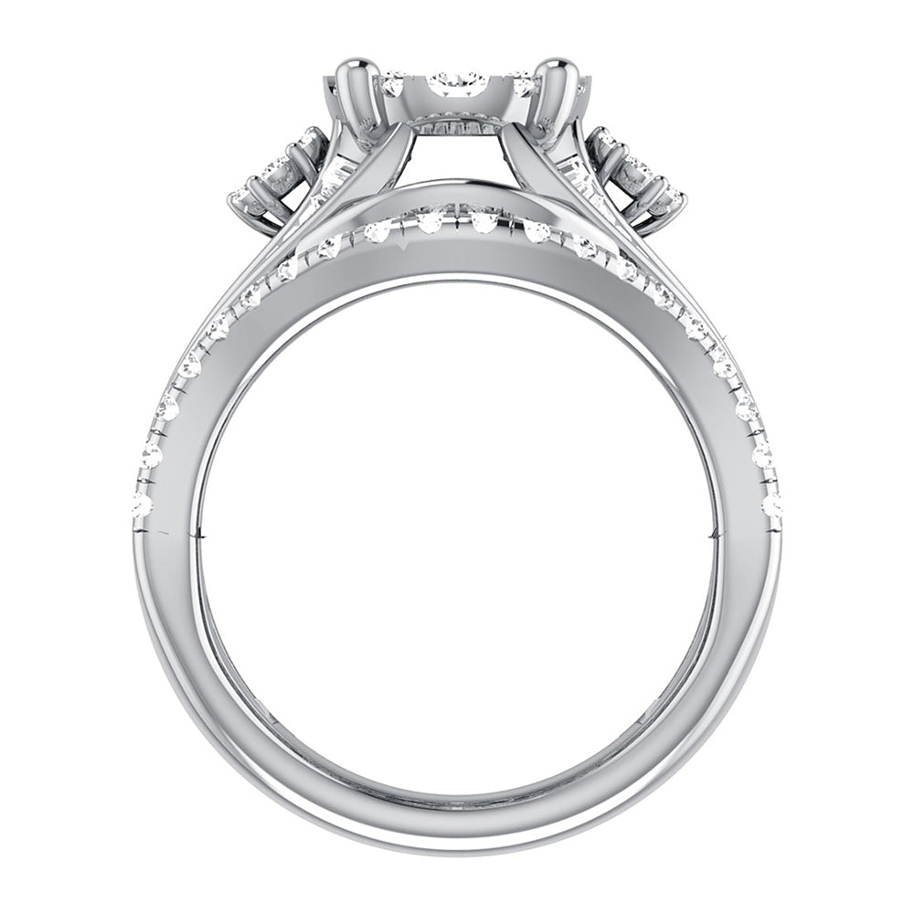 Diamond 2 Ct.Tw. Cluster Engagement Ring in 14K White Gold