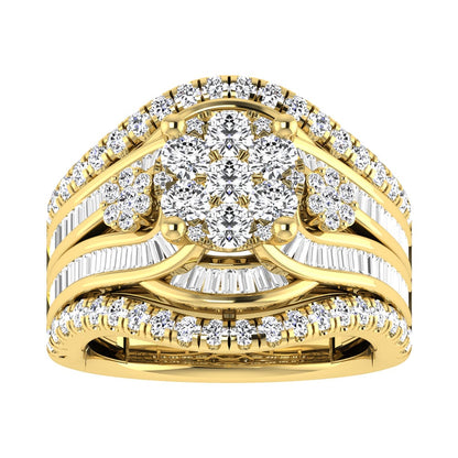 Diamond 2 Ct.Tw. Cluster Engagement Ring in 14K Yellow Gold