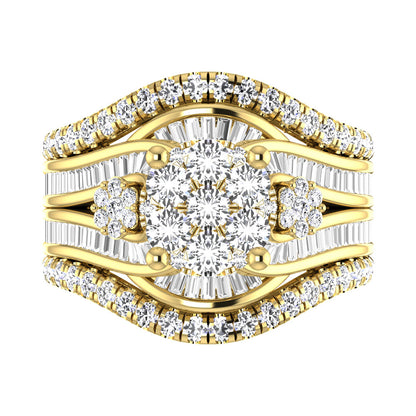 Diamond 2 Ct.Tw. Cluster Engagement Ring in 14K Yellow Gold