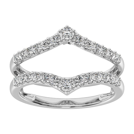 14K White Gold 1/2 Ct.Tw. Diamond Chevron Guard Ring