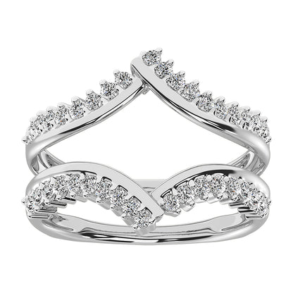 14K White Gold 1/2 Ct.Tw. Diamond Chevron Guard Ring