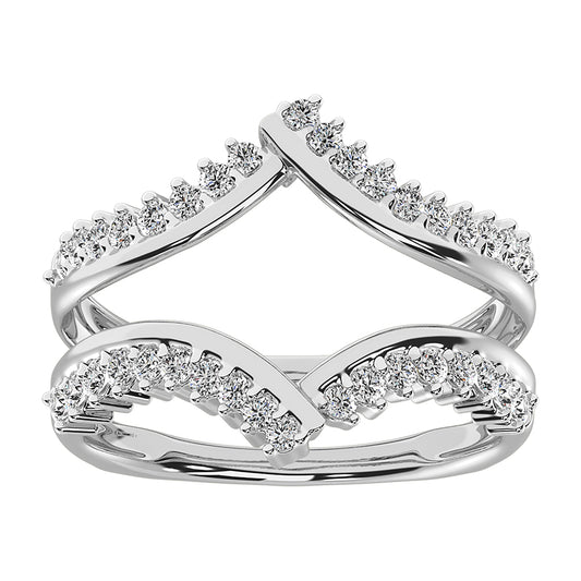 14K White Gold 1/2 Ct.Tw. Diamond Chevron Guard Ring