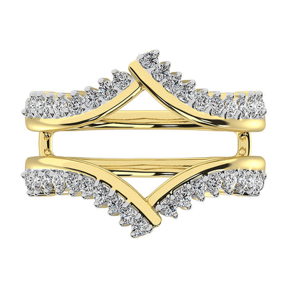14K Yellow Gold 1/2 Ct.Tw. Diamond Chevron Guard Ring With White Gold Touch