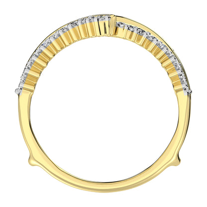 14K Yellow Gold 1/2 Ct.Tw. Diamond Chevron Guard Ring With White Gold Touch