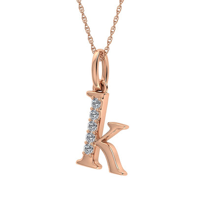 Diamond 1/20 Ct.Tw. Letter K Pendant in 10K Rose Gold