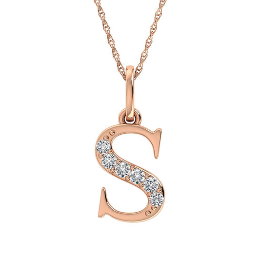 Diamond 1/20 Ct.Tw. Letter S Pendant in 10K Rose Gold