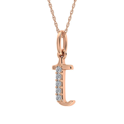 Diamond 1/20 Ct.Tw. Letter T Pendant in 10K Rose Gold