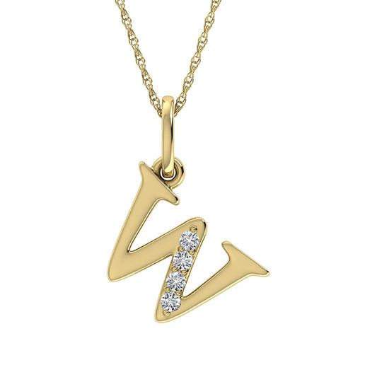 Diamond 1/20 Ct.Tw. Letter W Pendant in 10K Yellow Gold