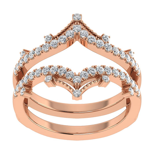 Diamond 1/3 Ct.Tw. Chevron Guard Ring in 14K Rose Gold