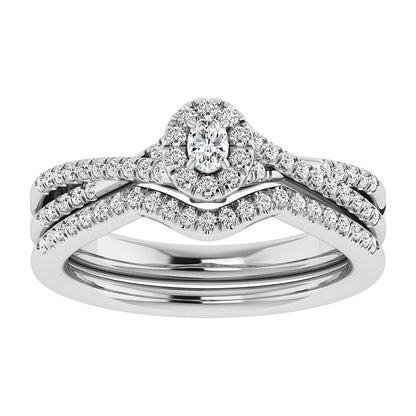 Oval and Round Diamond 1/2 Ct.Tw. Bridal Ring in 10K White Gold