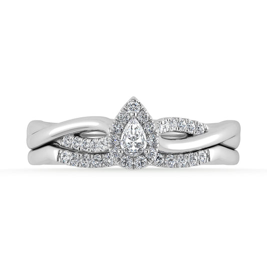 10K White Gold Diamond 1/4 Ct.Tw. Pear Shape Bridal Ring