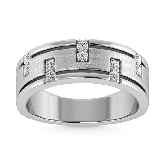 14K White Gold 1/3 Ct.Tw. Diamond Men?s Band