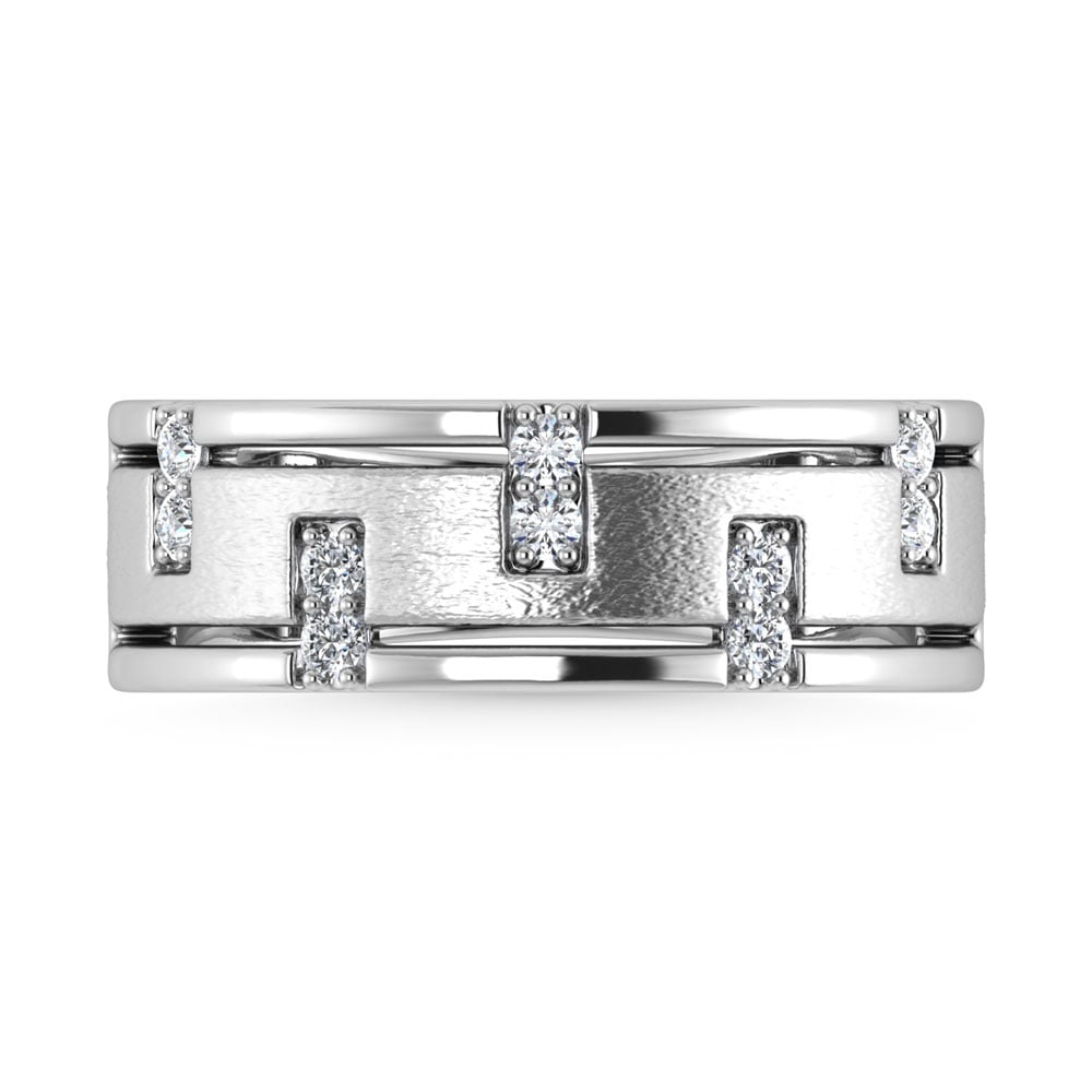 14K White Gold 1/3 Ct.Tw. Diamond Men?s Band