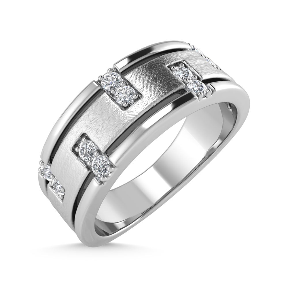 14K White Gold 1/3 Ct.Tw. Diamond Men?s Band