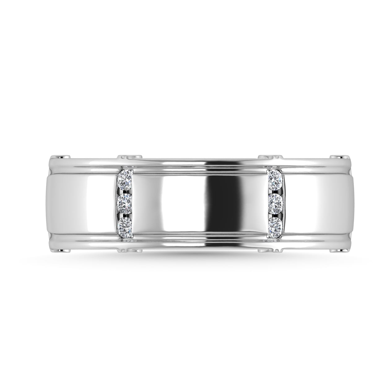 Diamond 1/10 Ct.Tw. Men?s Band in 14K White Gold