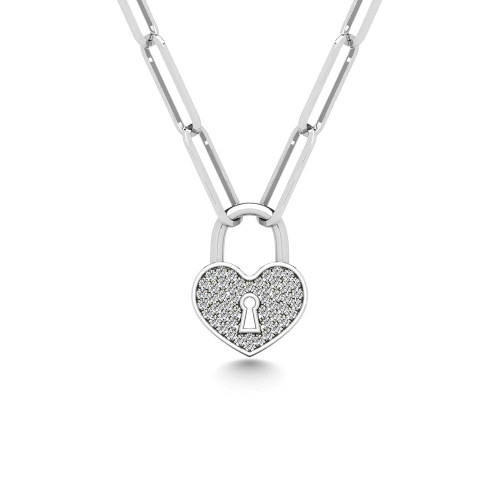 Diamond 1/10 Ct.Tw. Lock Pendant in 925 Silver