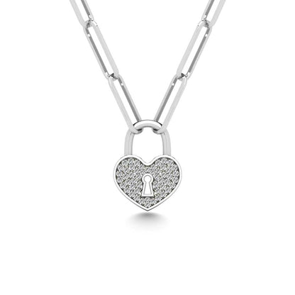 Diamond 1/10 Ct.Tw. Lock Pendant in 925 Silver