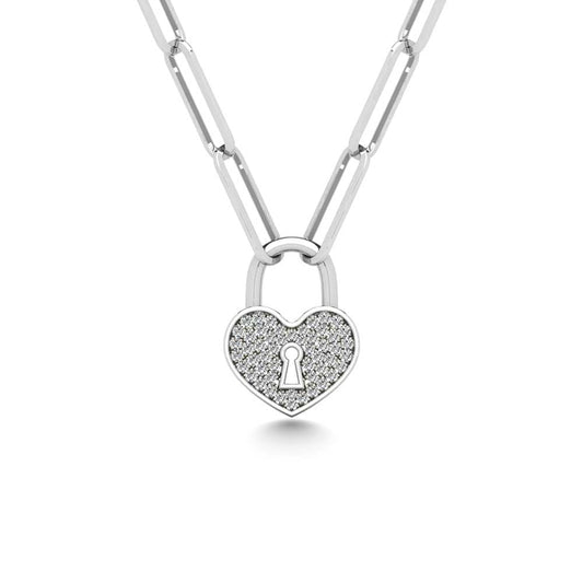 Diamond 1/10 Ct.Tw. Lock Pendant in 925 Silver