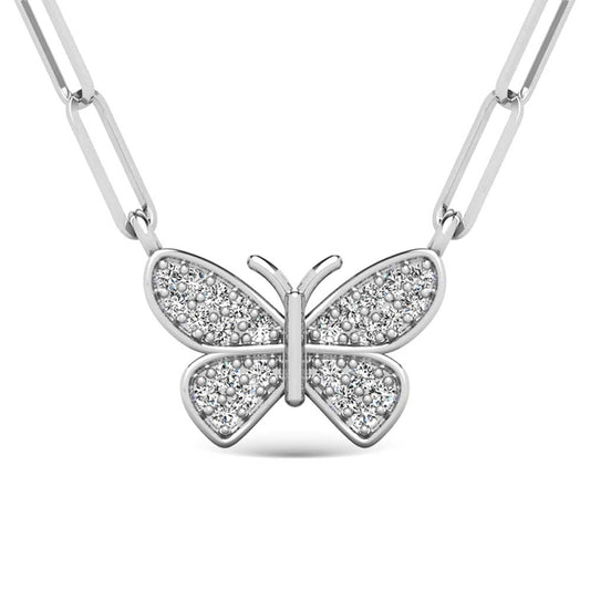 Diamond 1/10 Ct.Tw. Butterfly Pendant in 925 Silver