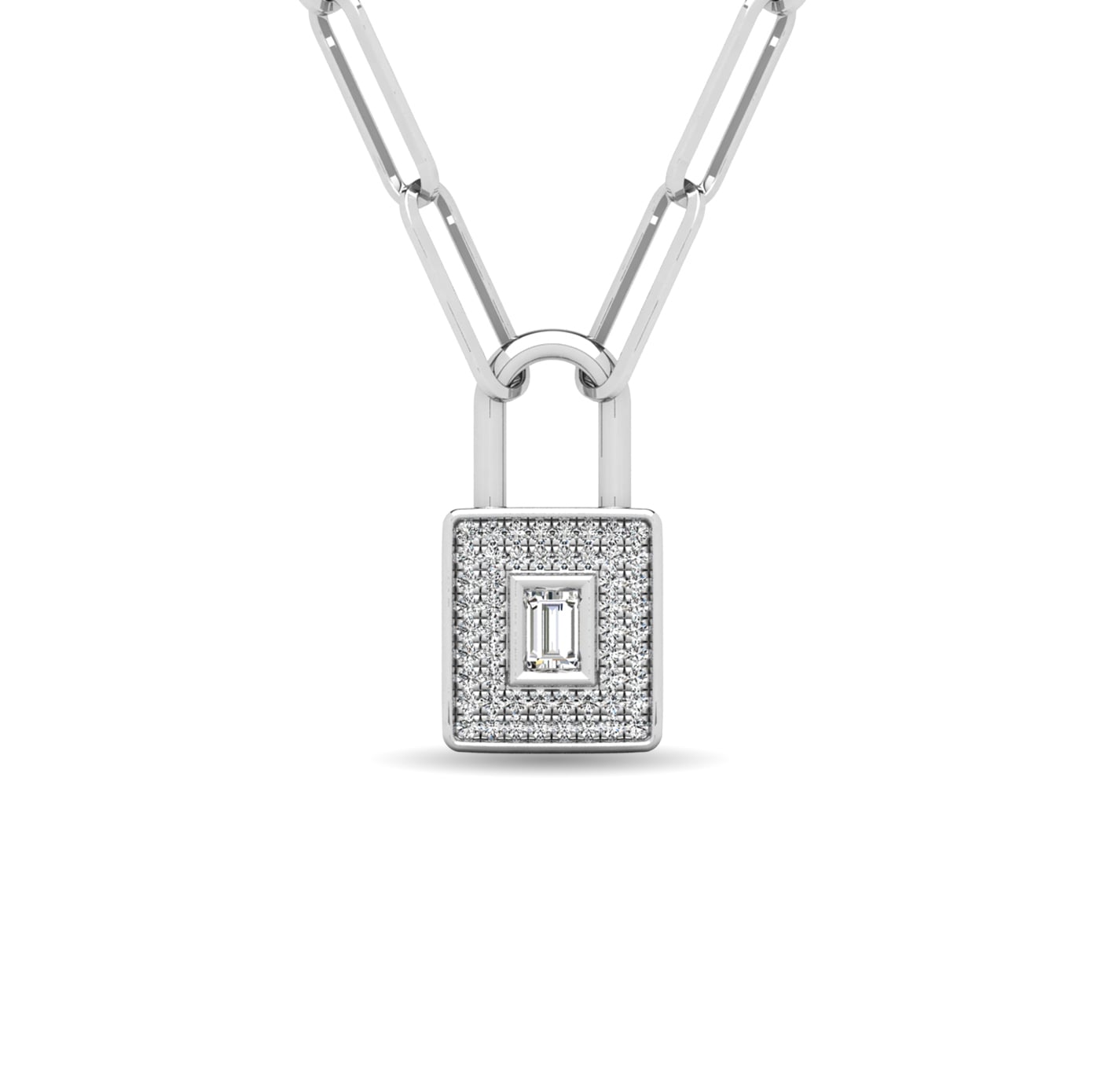 Diamond 1/5 Ct.Tw. Lock Pendant in 10K White Gold